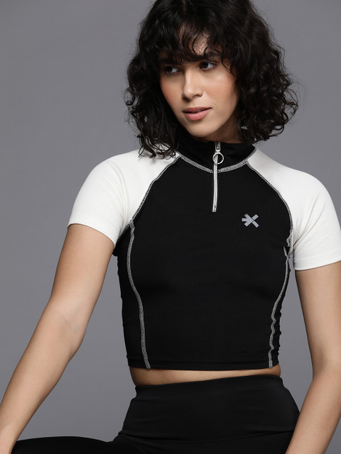 HRX by Hrithik Roshan Women Colourblocked High Neck Slim Fit T-shirt