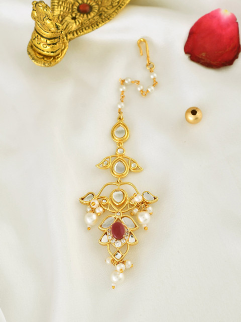 Voylla Gold-Plated Kundan Studded Maang Tikka