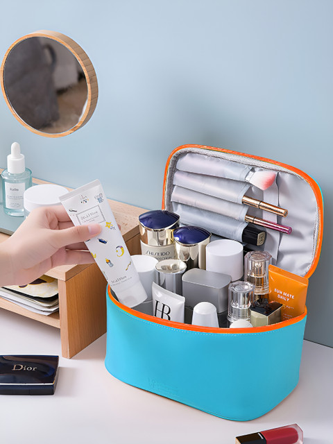 Aura Blue & Orange Water Resistant Makeup Travel Accessory - Image 2