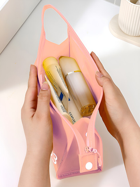 Aura Pink Zippered Makeup Storage Bag - Image 5