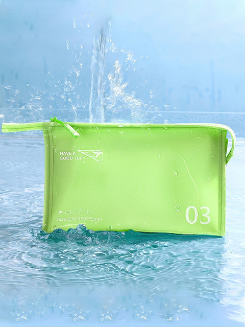 Aura Green Zippered Printed Makeup Storage Bag