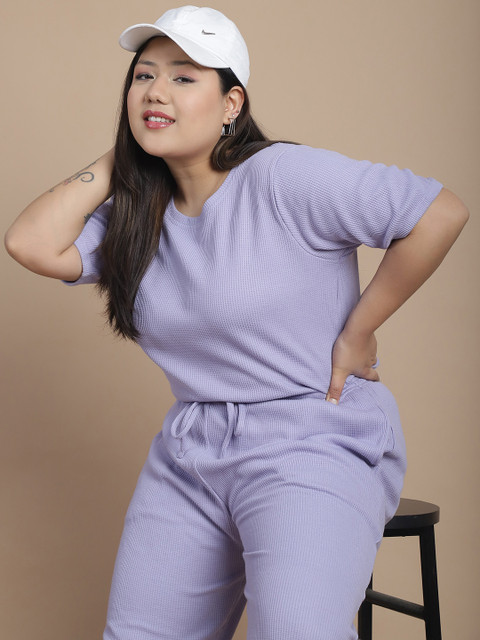 Rigo Plus Size Printed Crop Top With Joggers Co-Ords Set - Image 7