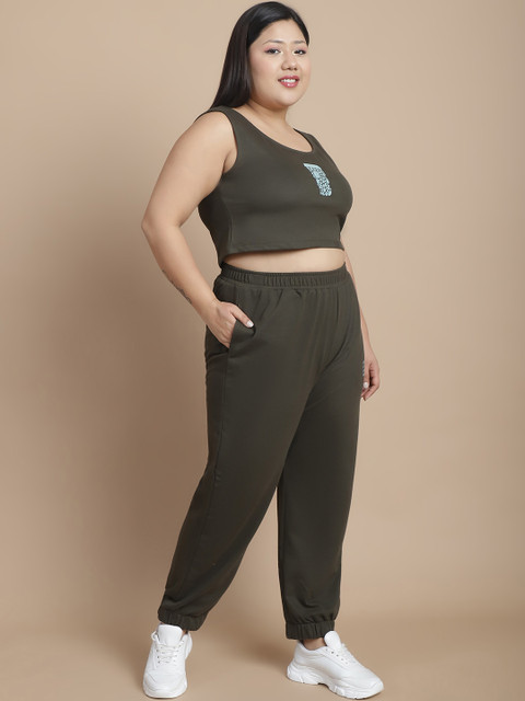 Rigo Plus Size Casual Printed Crop Top with Joggers Set - Image 4