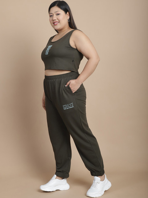 Rigo Plus Size Casual Printed Crop Top with Joggers Set - Image 5