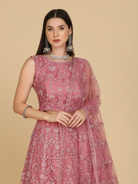 KALINI Embroidered Thread Work Semi-Stitched Lehenga & Unstitched Blouse With Dupatta - Image 2