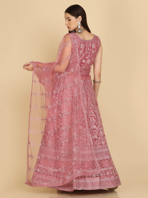 KALINI Embroidered Thread Work Semi-Stitched Lehenga & Unstitched Blouse With Dupatta - Image 5