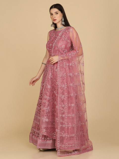 KALINI Embroidered Thread Work Semi-Stitched Lehenga & Unstitched Blouse With Dupatta - Image 4