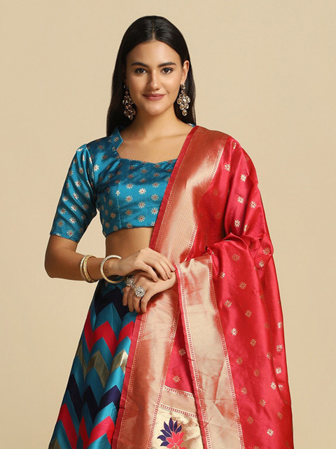 KALINI Woven Design Semi-Stitched Lehenga & Unstitched Blouse With Dupatta - Image 2