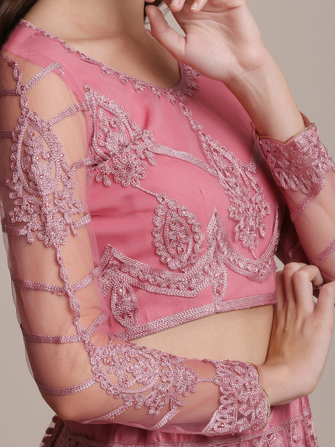 KALINI Embroidered Thread Work Semi-Stitched Lehenga & Unstitched Blouse With Dupatta - Image 8