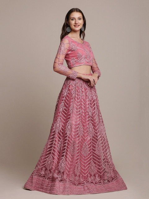 KALINI Embroidered Thread Work Semi-Stitched Lehenga & Unstitched Blouse With Dupatta - Image 6