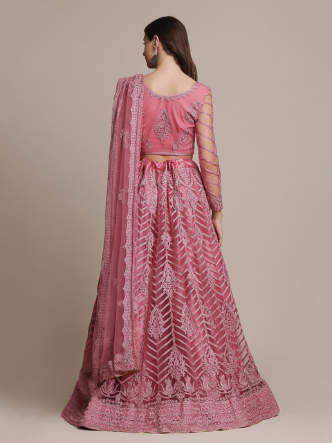 KALINI Embroidered Thread Work Semi-Stitched Lehenga & Unstitched Blouse With Dupatta - Image 4