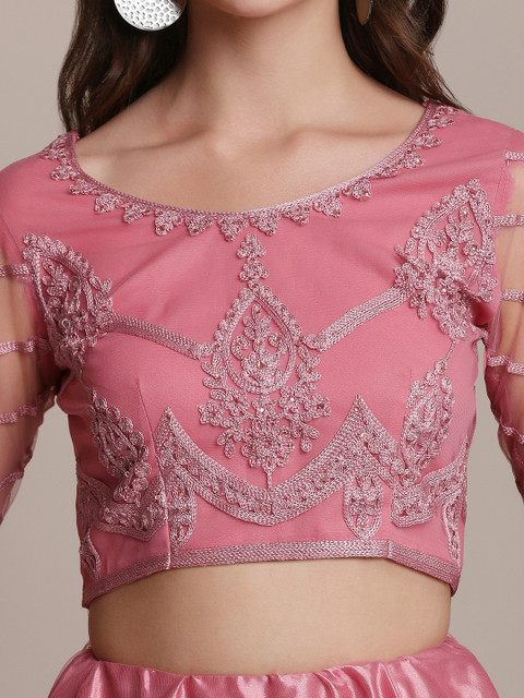 KALINI Embroidered Thread Work Semi-Stitched Lehenga & Unstitched Blouse With Dupatta - Image 7