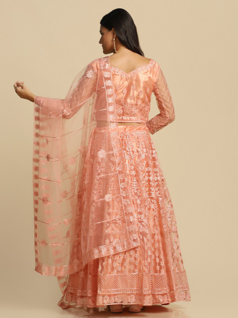 KALINI Embroidered Thread Work Semi-Stitched Lehenga & Unstitched Blouse With Dupatta - Image 4