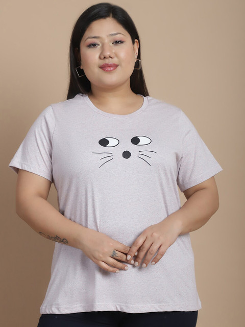 Rute Graphic Printed Round Neck Cotton Plus Size T-shirt