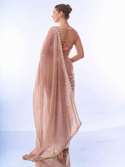Kalista Embellished Beads and Stones Organza Saree - Image 4