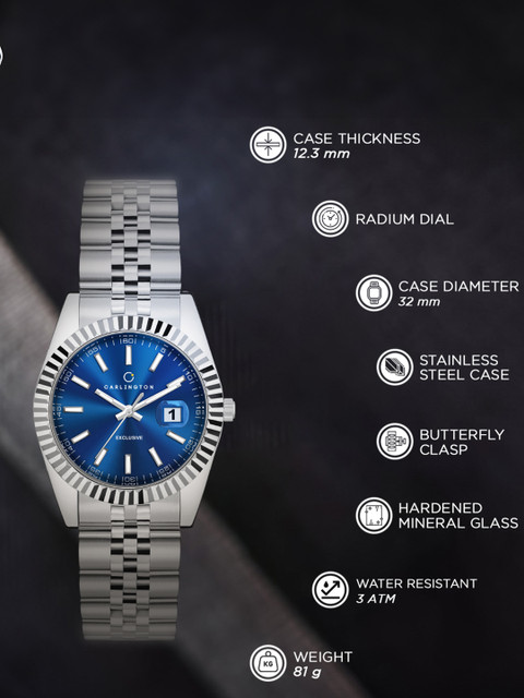 CARLINGTON Unisex Stainless Steel Bracelet Style Straps Analogue Watch Exclusive CT 8811 - Image 6