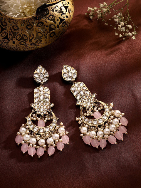 Priyaasi Gold-Plated Crescent Shaped Chandbalis Earrings