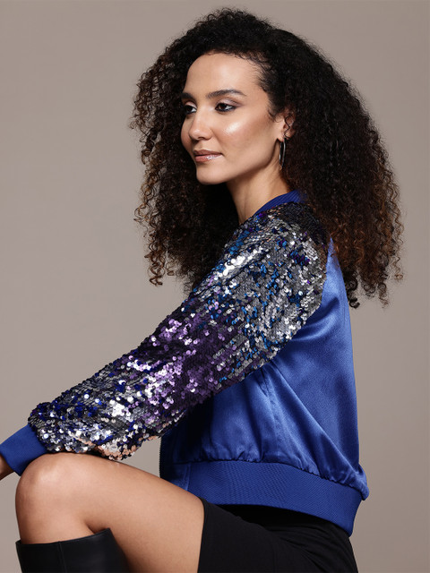 bebe Future Glam Sequined Bomber Jacket