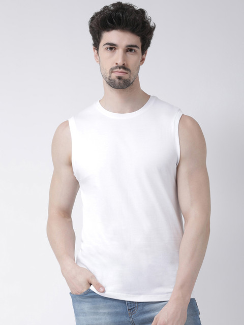 Friskers Round Neck Sleeveless Slim Fit Cotton T-shirt