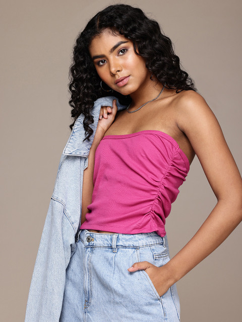 The Roadster Life Co. Ribbed Ruched Tube Crop Top