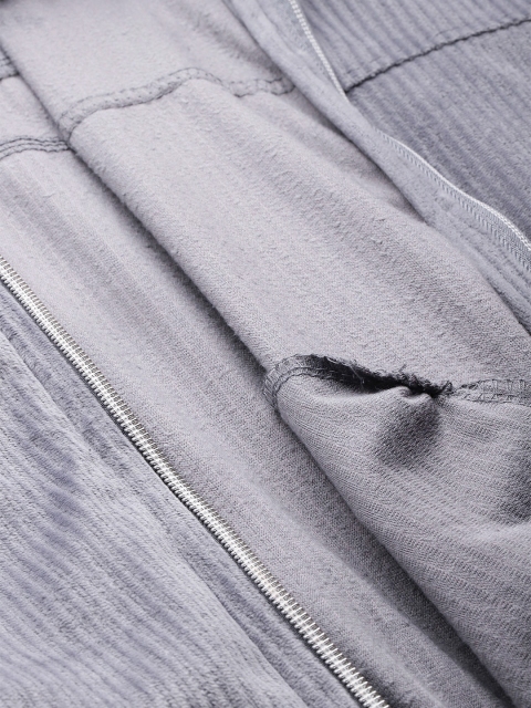 The Roadster Lifestyle Co. Self-Striped Hooded Crop Tailored Jacket - Image 7
