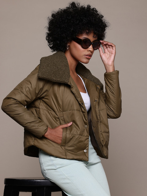 The Roadster Lifestyle Co. Fleece Collar Padded Jacket