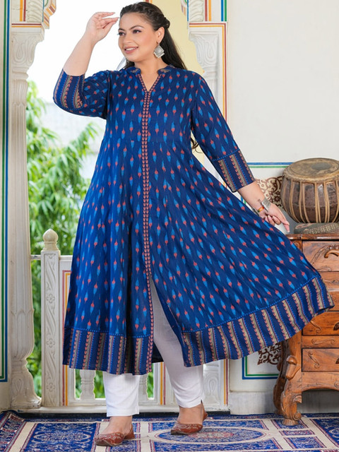 KALINI Plus Size Printed Anarkali Kurta - Image 4