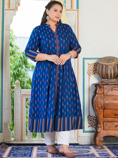 KALINI Plus Size Printed Anarkali Kurta - Image 3