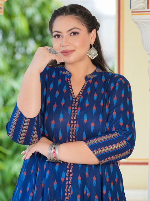 KALINI Plus Size Printed Anarkali Kurta - Image 2