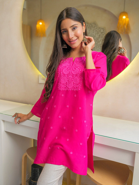 House of Pataudi Embroidered Sequinned Straight Kurti