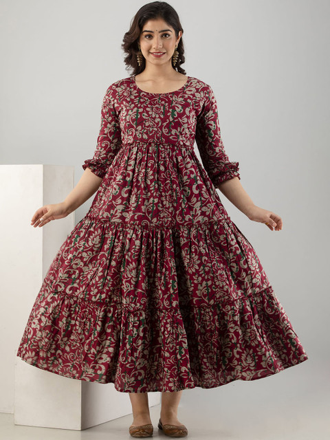 VARICOS Women Floral Printed Thread Work Maternity Anarkali Kurta - Image 5