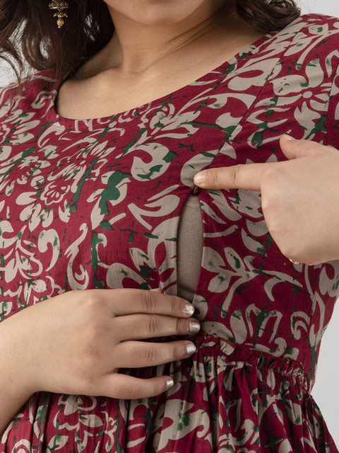 VARICOS Women Floral Printed Thread Work Maternity Anarkali Kurta - Image 7