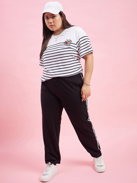 AUSTIVO Plus Size Striped T-Shirt With Joggers Co-Ords - Image 6