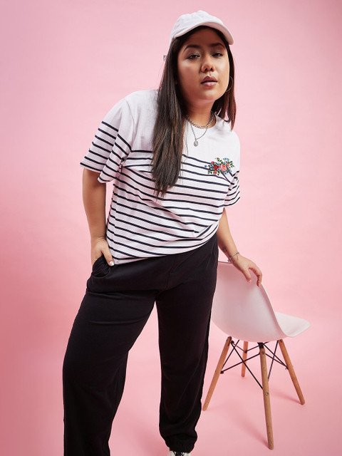 AUSTIVO Plus Size Striped T-Shirt With Joggers Co-Ords - Image 7