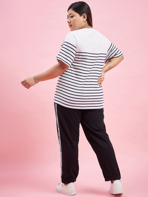AUSTIVO Plus Size Striped T-Shirt With Joggers Co-Ords - Image 5