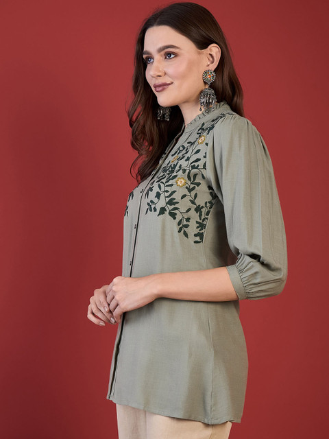 Anouk Women Ethnic Motifs Mirror Work Kurta - Image 3