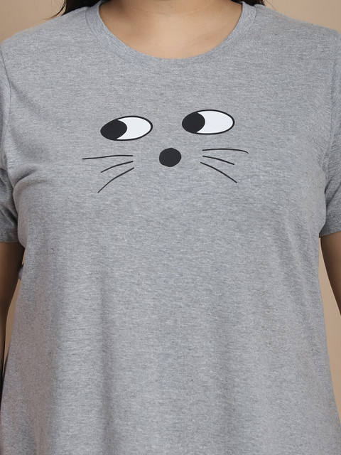 Rute Women Typography Printed Drop-Shoulder Sleeves Applique T-shirt - Image 2