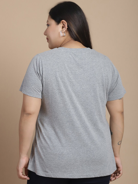 Rute Women Typography Printed Drop-Shoulder Sleeves Applique T-shirt - Image 4