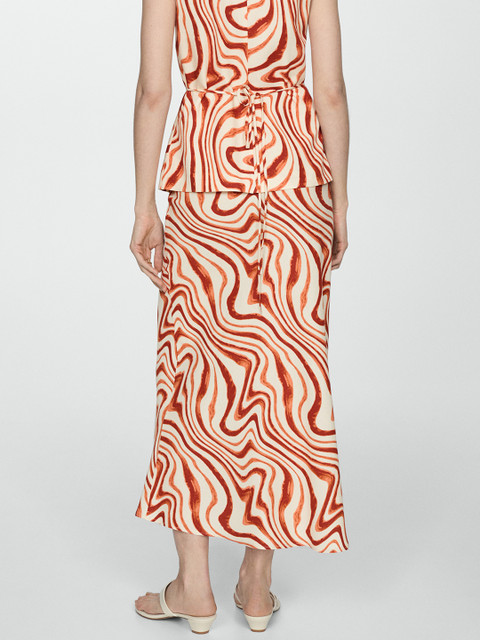 MANGO Abstract Printed Straight Midi Skirt