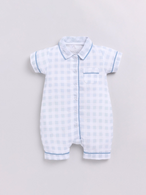 BABY GO Infant Boys Checked Pure Cotton Romper