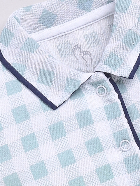 BABY GO Infant Boys Checked Pure Cotton Romper - Image 4