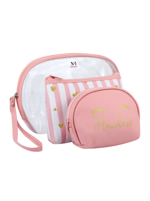 NFI essentials 3Pcs Pink Cosmetic Pouch