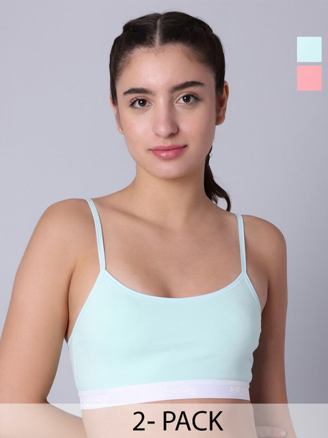 Sillysally Pack of 3 Non Padded Double Layer Workout Bras With All Day Comfort