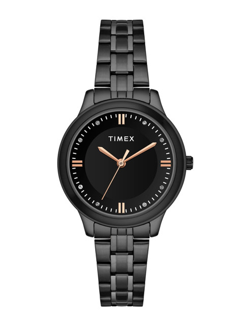 Timex Women Brass Dial & Stainless Steel Straps Analogue Watch TWEL149SMU04