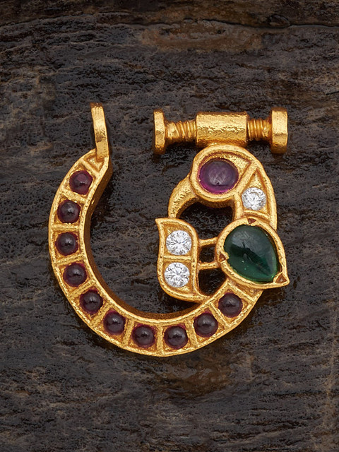 Kushal's Fashion Jewellery Embellished Bridal 92.5 Silver Zircon Nosepin