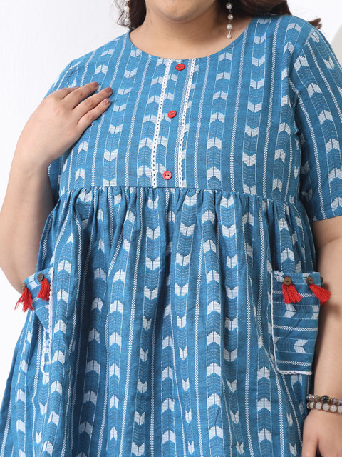Little More By Stylum Plus Size Geometric Print A-Line Dress - Image 2