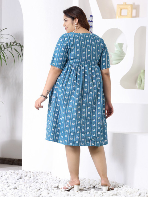 Little More By Stylum Plus Size Geometric Print A-Line Dress - Image 5