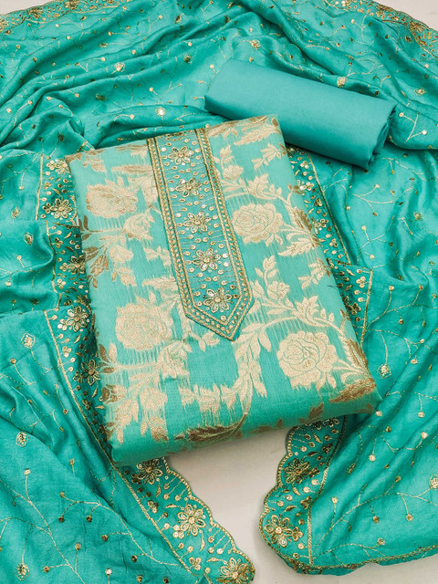 KALINI Ethnic Motifs Embroidered Sequinned Unstitched Dress Material - Image 2