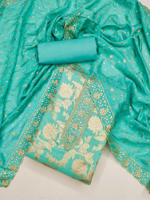 KALINI Ethnic Motifs Embroidered Sequinned Unstitched Dress Material