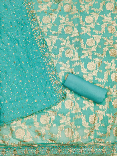 KALINI Ethnic Motifs Embroidered Sequinned Unstitched Dress Material - Image 3